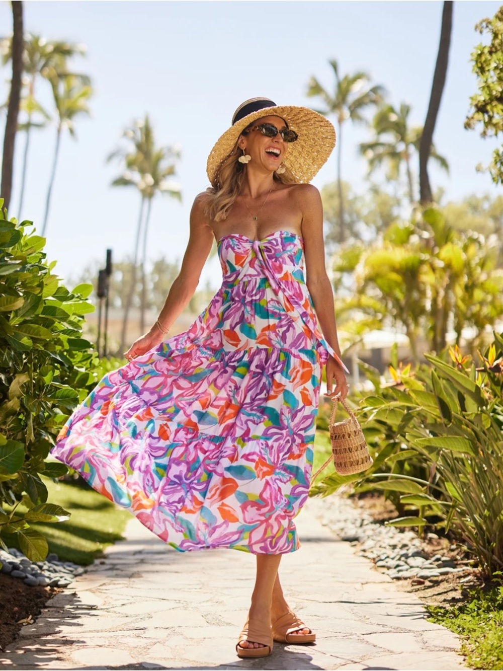 Kenny Flowers Kona - Strapless Floral Midi Dress